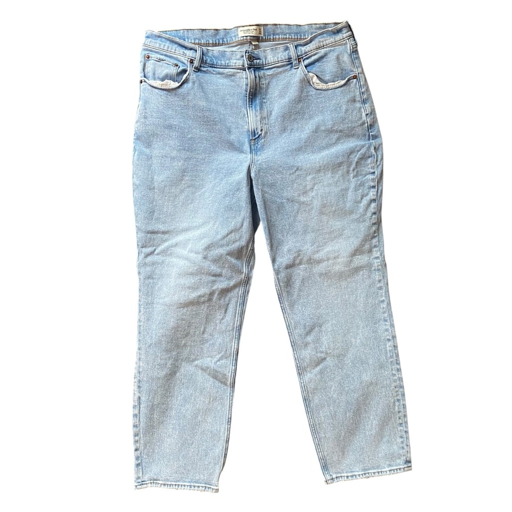 A and F Ankle Straight High Rise Jean Womens 34 18 Long Faded Abercrombie Denim
